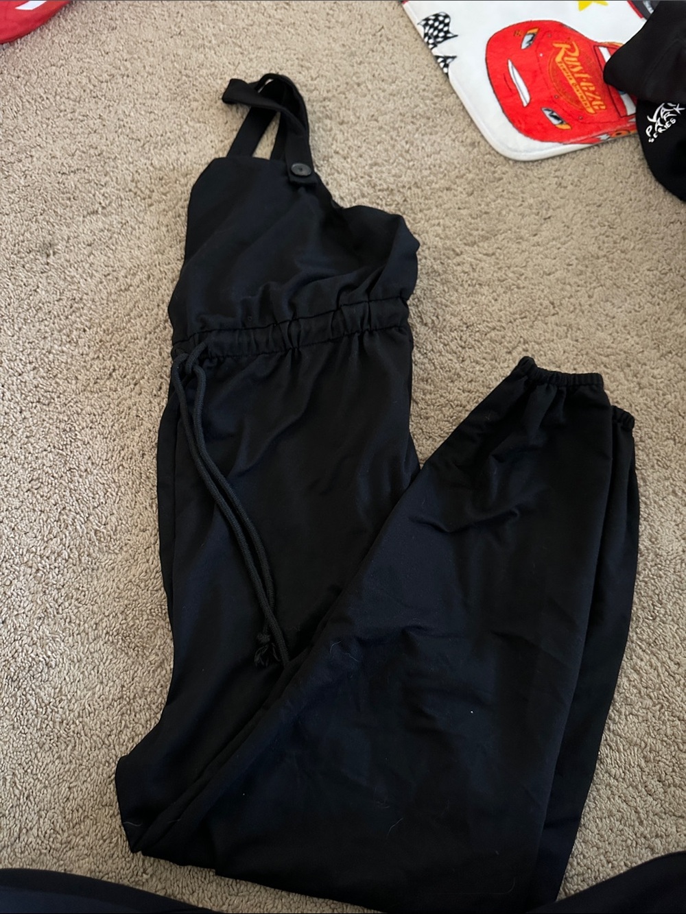 Women's Black Utility Jumpsuit with Drawstring Waist